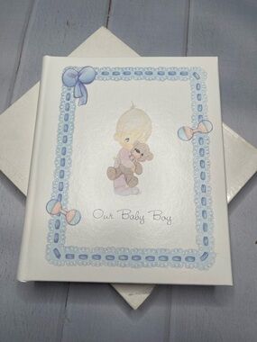 Vintage Precious Moments Baby Book Boy Keepsake 90s Pastel Scrapbook Album